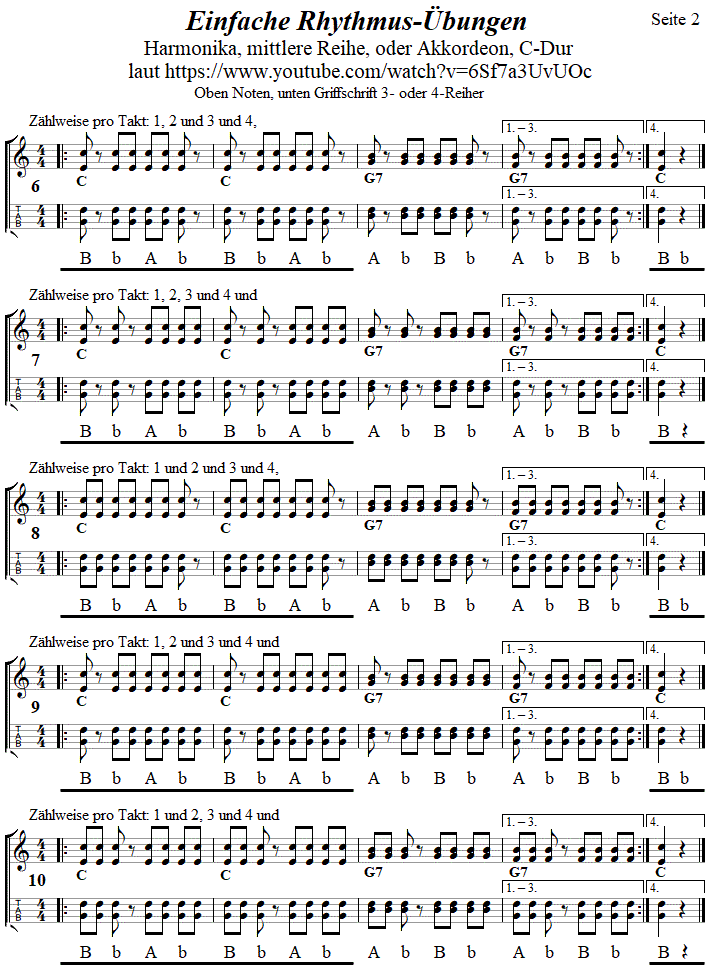 Rhythmusübungen 1 in einfachster Form, Seite 2