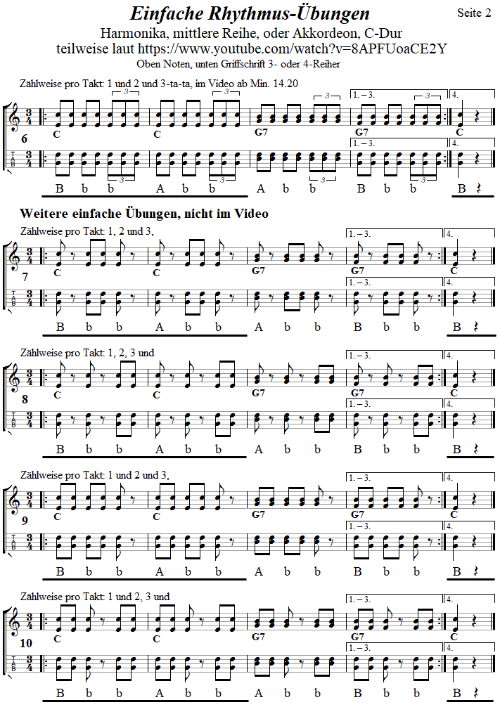 Rhythmusübungen 3 in einfachster Form, Seite 2