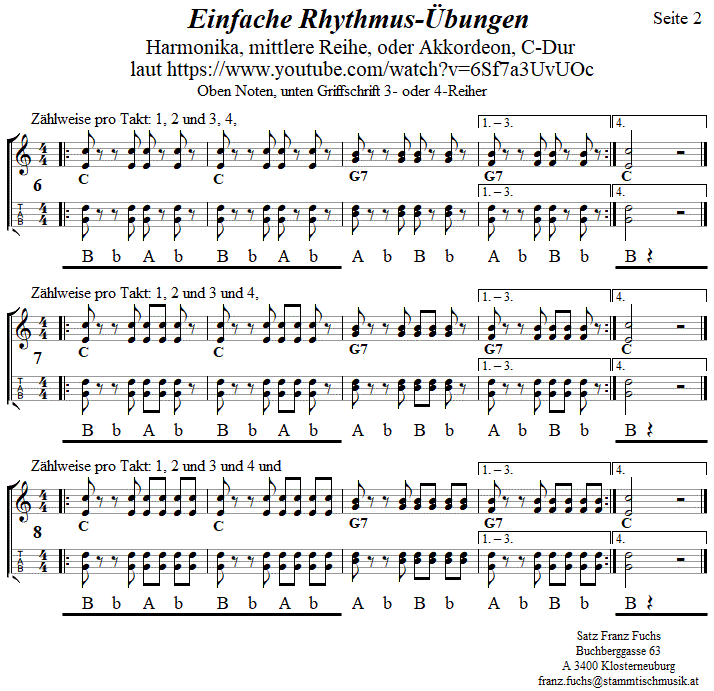 Rhythmusübungen 2 in einfachster Form, Seite 2