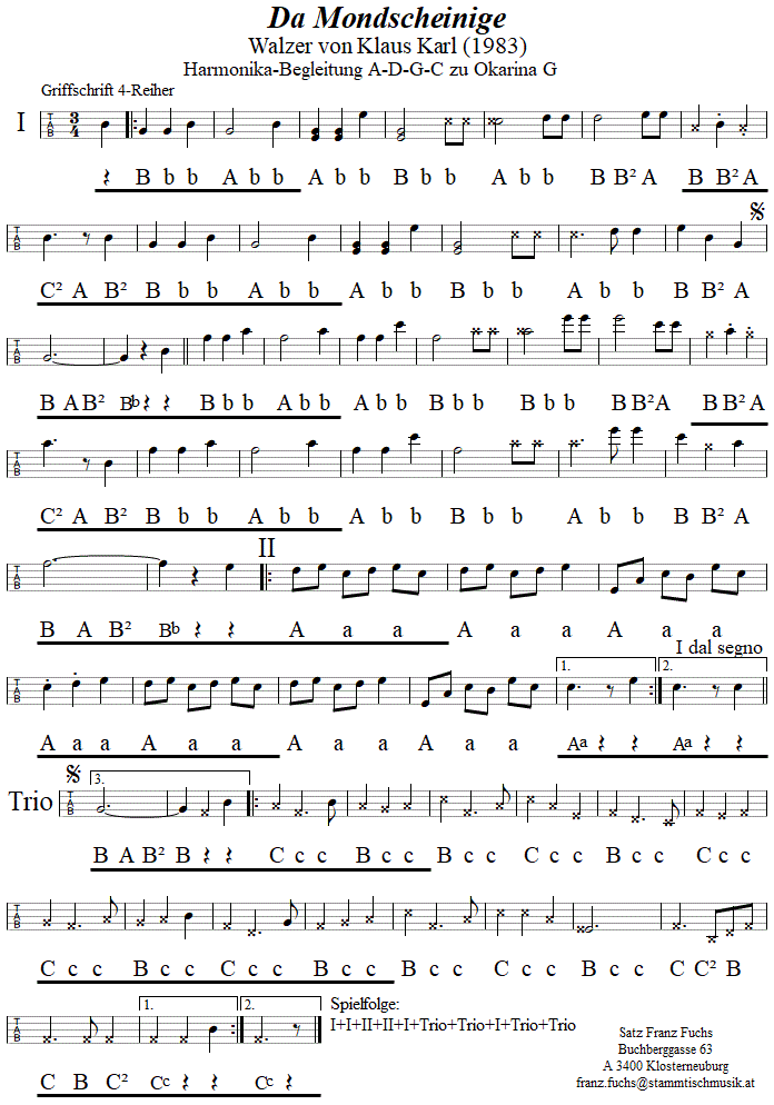 Michl-Polka, Begleitstimme für Steirische Harmonika zur Okarina. 
Bitte klicken, um die Melodie zu hören.